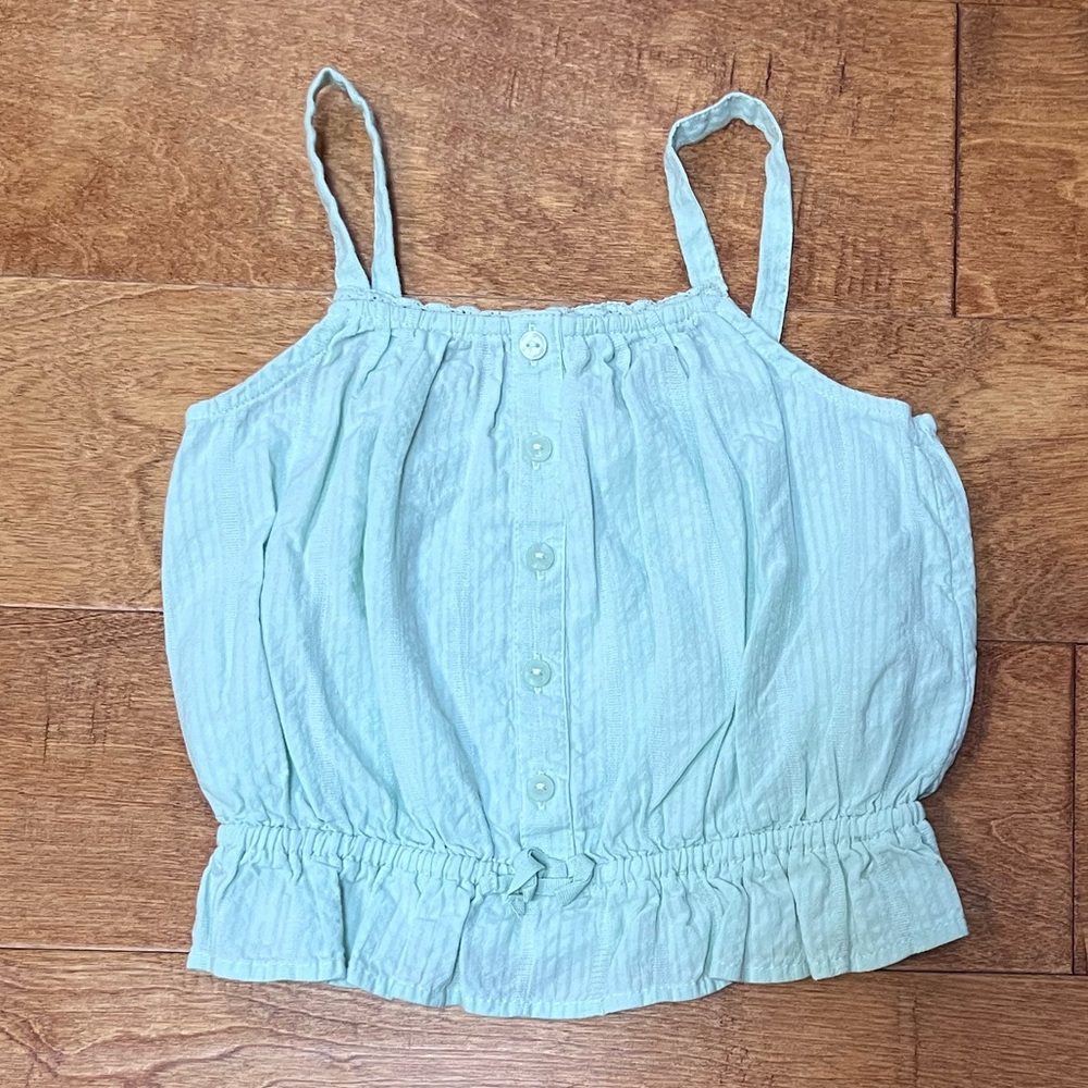 Toddler Girls Old Navy Buttoned Peplum tank Top - 4T - Pale Green (Mint Mist)